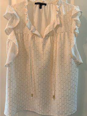 Como Black Cream Ruffle Dot Blouse